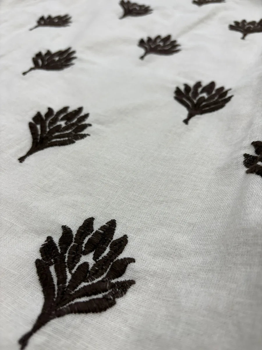 Abercrombie & Fitch Embroidered Floral Linen Mini Dress White - fabric