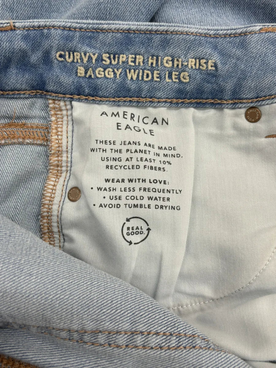 American Eagle Curvy Super High-Rise Baggy Wide Leg Jeans - label