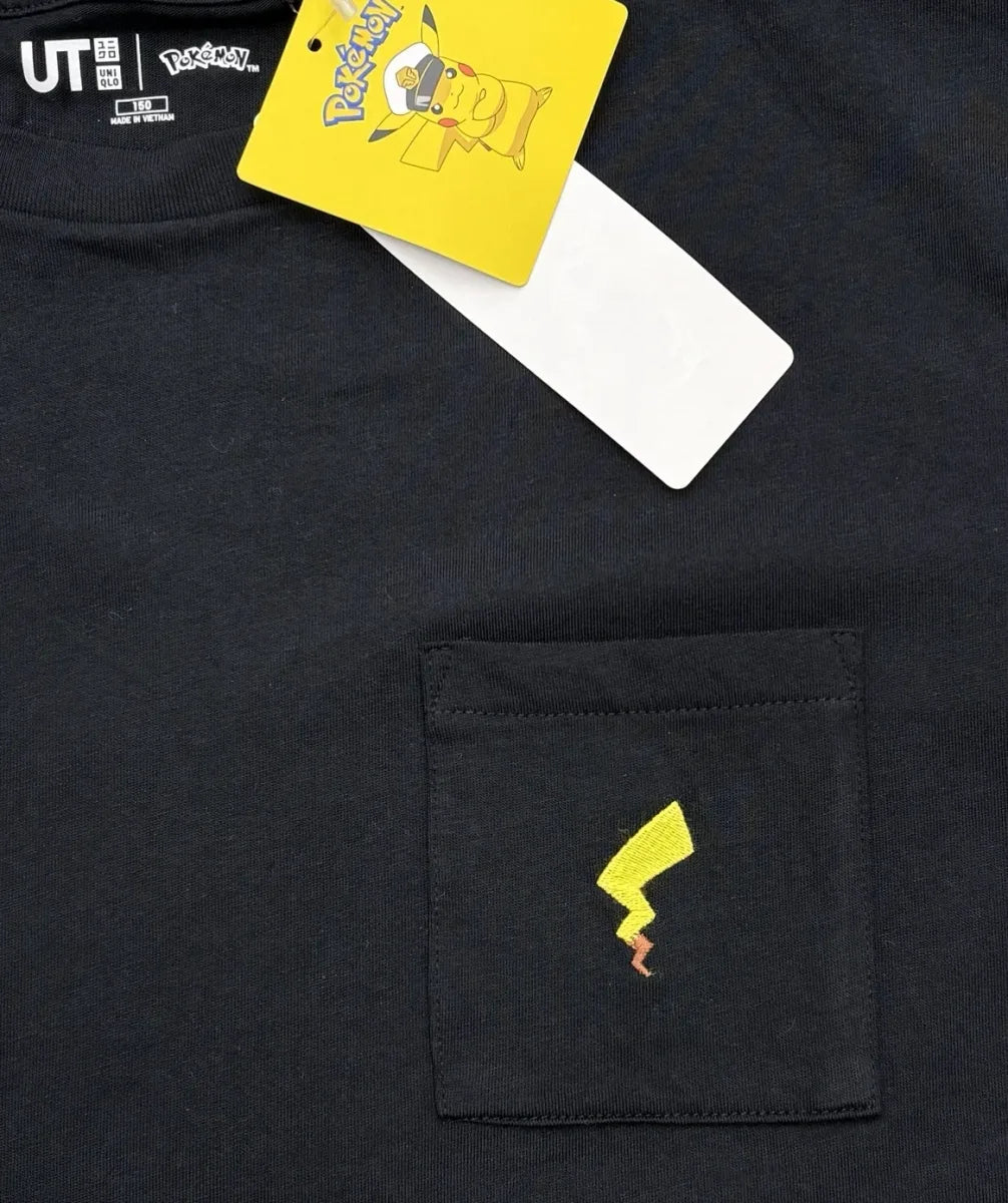 Uniqlo Pokemon Pikachu Graphic Pocket T-Shirt Black - detail