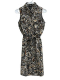 Millenium Tropical Leaf Print Sleeveless Shirt Dress - front