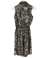 Millenium Tropical Leaf Print Sleeveless Shirt Dress - back
