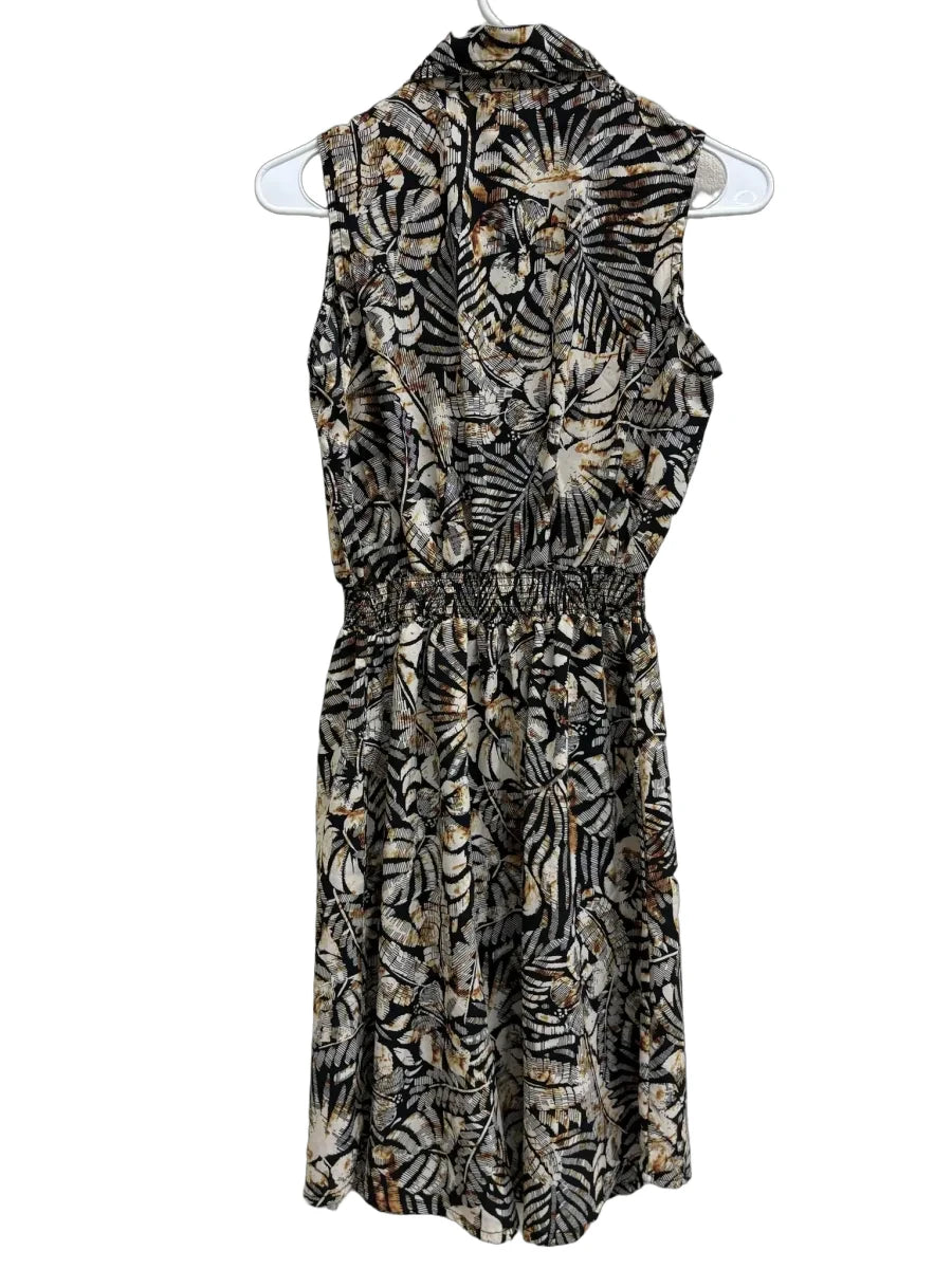 Millenium Tropical Leaf Print Sleeveless Shirt Dress - back