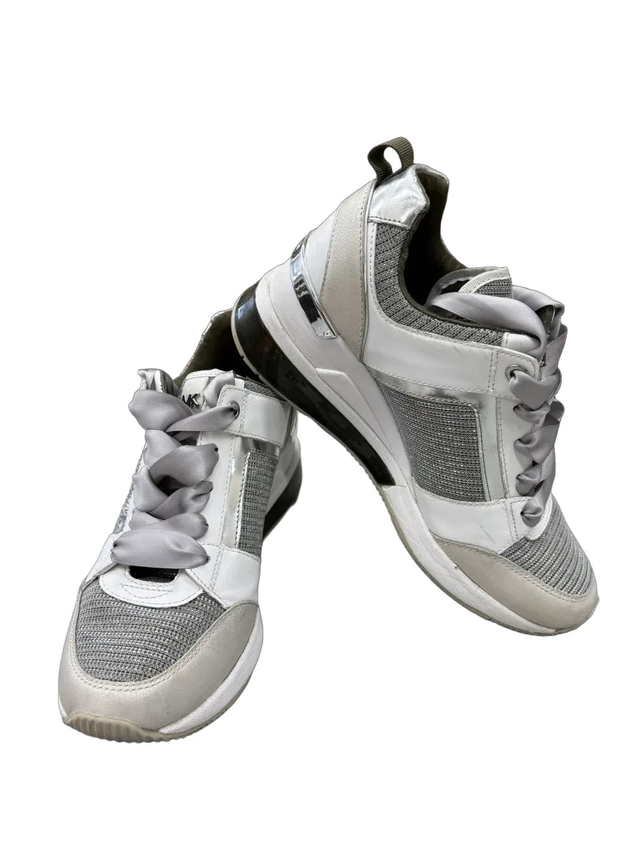 Michael Kors Glitter Mesh Running Sneaker Silver - front