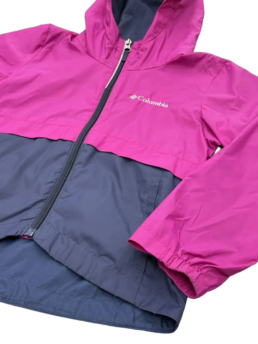 Columbia Colorblock Hooded Rain Jacket Fleece Lining XL - front