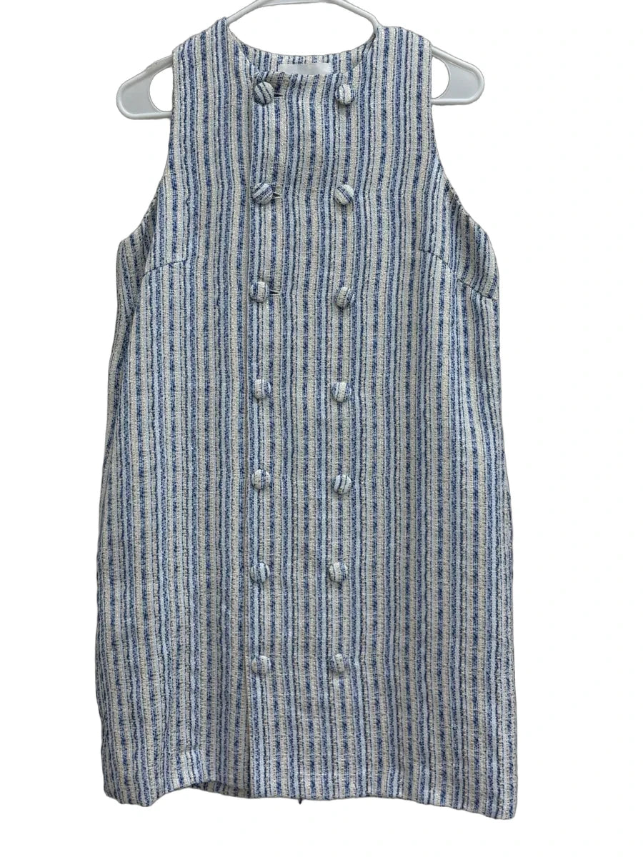 Pomander Place Striped Tweed Sleeveless Mini Dress Blue - front
