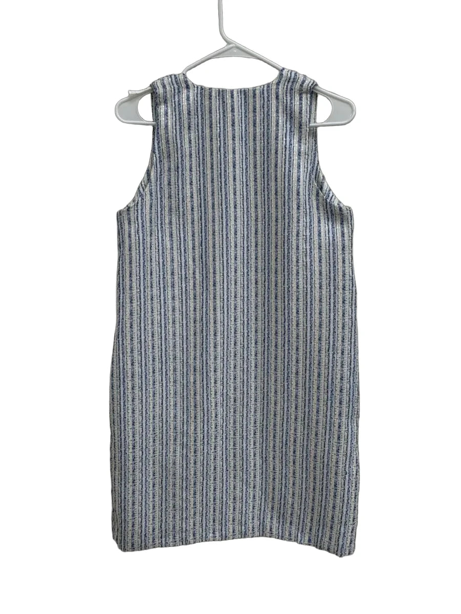 Pomander Place Striped Tweed Sleeveless Mini Dress Blue - back