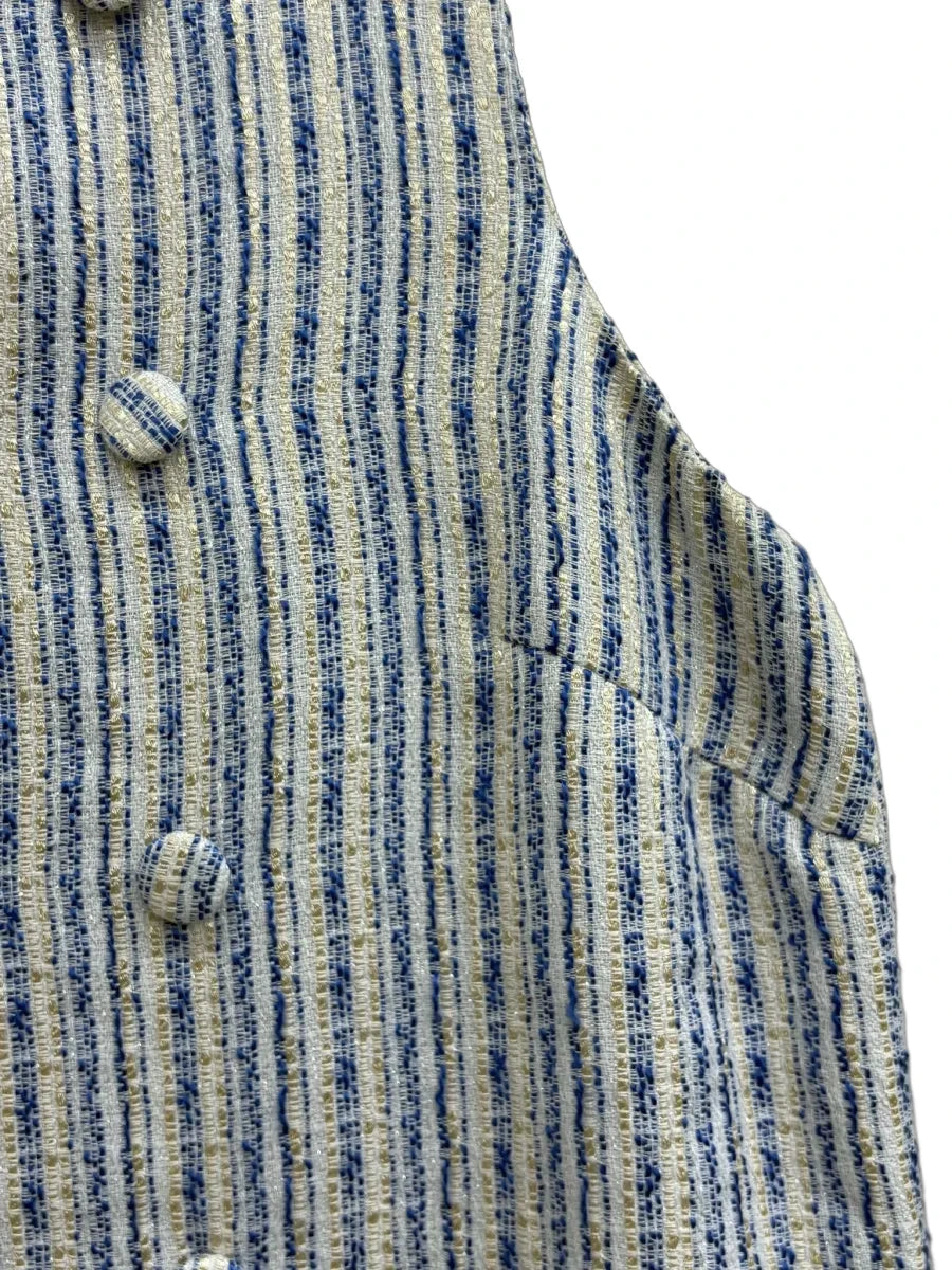 Pomander Place Striped Tweed Sleeveless Mini Dress Blue - detail