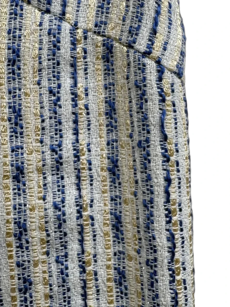 Pomander Place Striped Tweed Sleeveless Mini Dress Blue - fabric