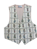 Facets by Mirrors Victorian Doll Print Tapestry Vest - front