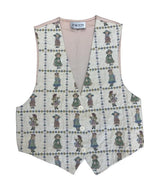 Facets by Mirrors Victorian Doll Print Tapestry Vest - front