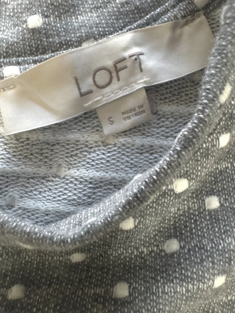 LOFT Gray Polka Dot Long Sleeve Dress Size S - label