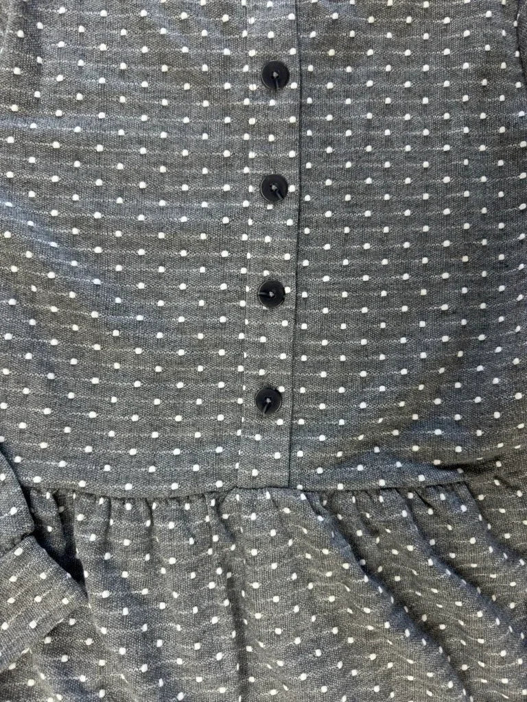 LOFT Gray Polka Dot Long Sleeve Dress Size S - detail