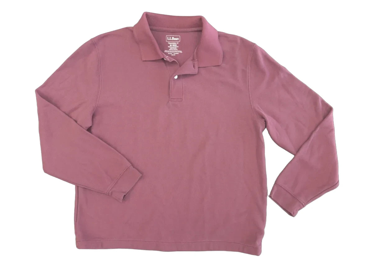L.L.Bean Cotton Polo Long Sleeve Shirt Mauve - front