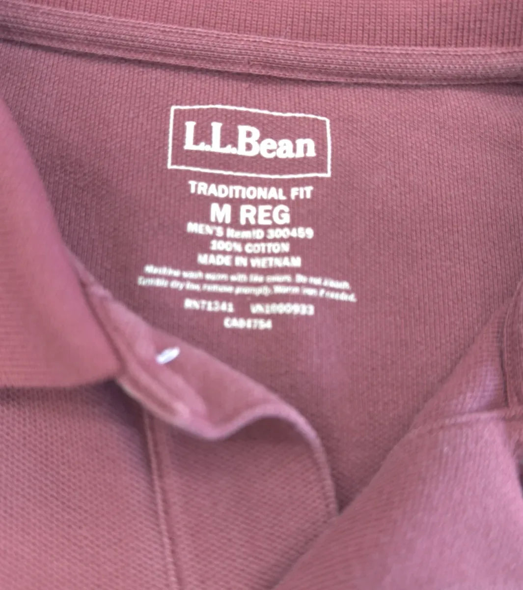 L.L.Bean Cotton Polo Long Sleeve Shirt Mauve - label