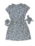 LOFT Floral Print Short Sleeve Top Cream Blue - front