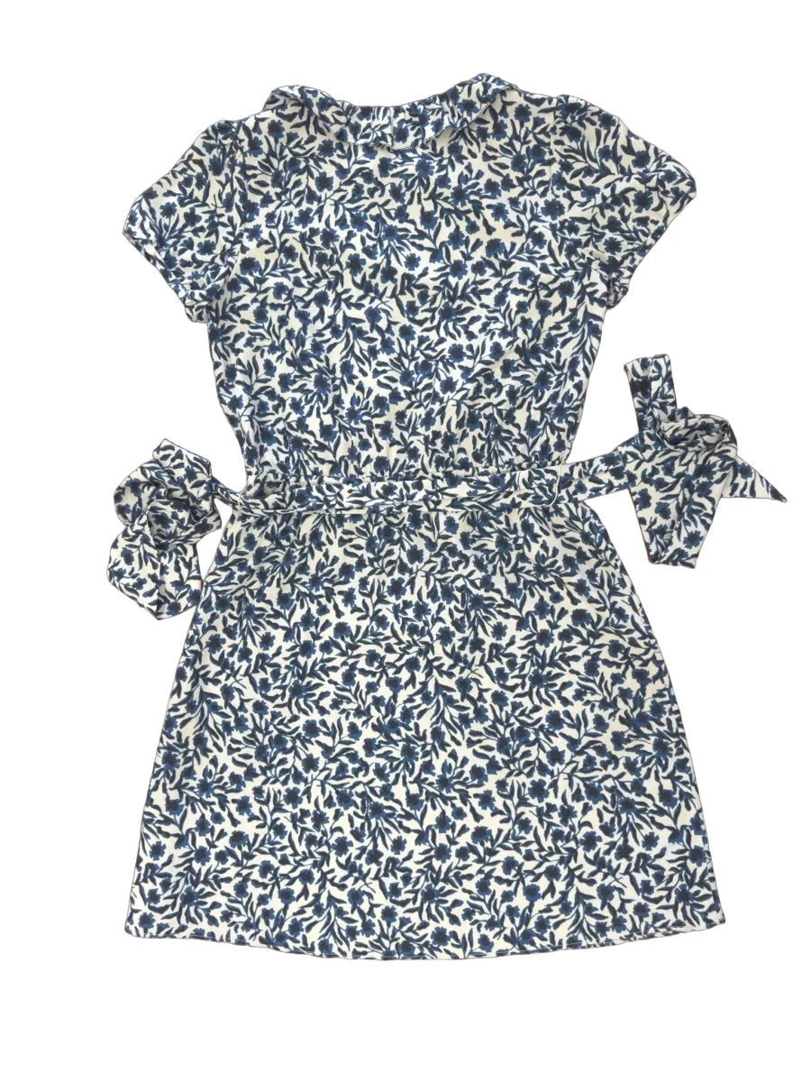 LOFT Floral Print Short Sleeve Top Cream Blue - front