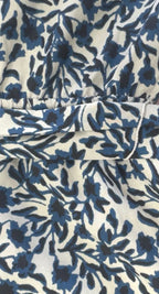 LOFT Floral Print Short Sleeve Top Cream Blue - detail