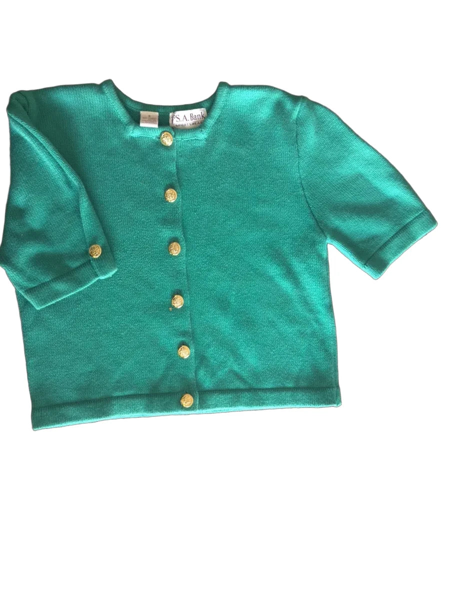 Jos. A. Bank Teal Cotton Knit Cardigan Sweater - front
