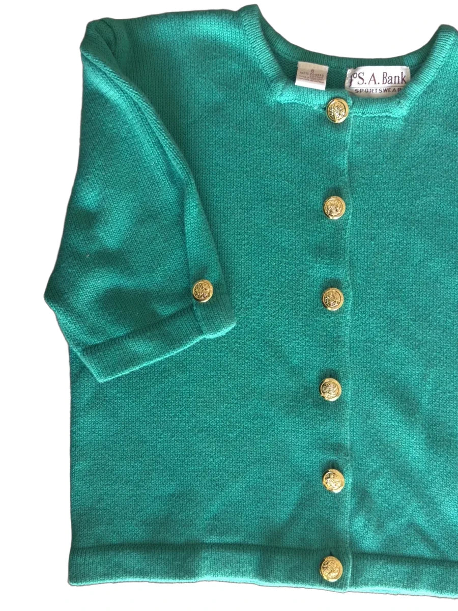 Jos. A. Bank Teal Cotton Knit Cardigan Sweater - detail