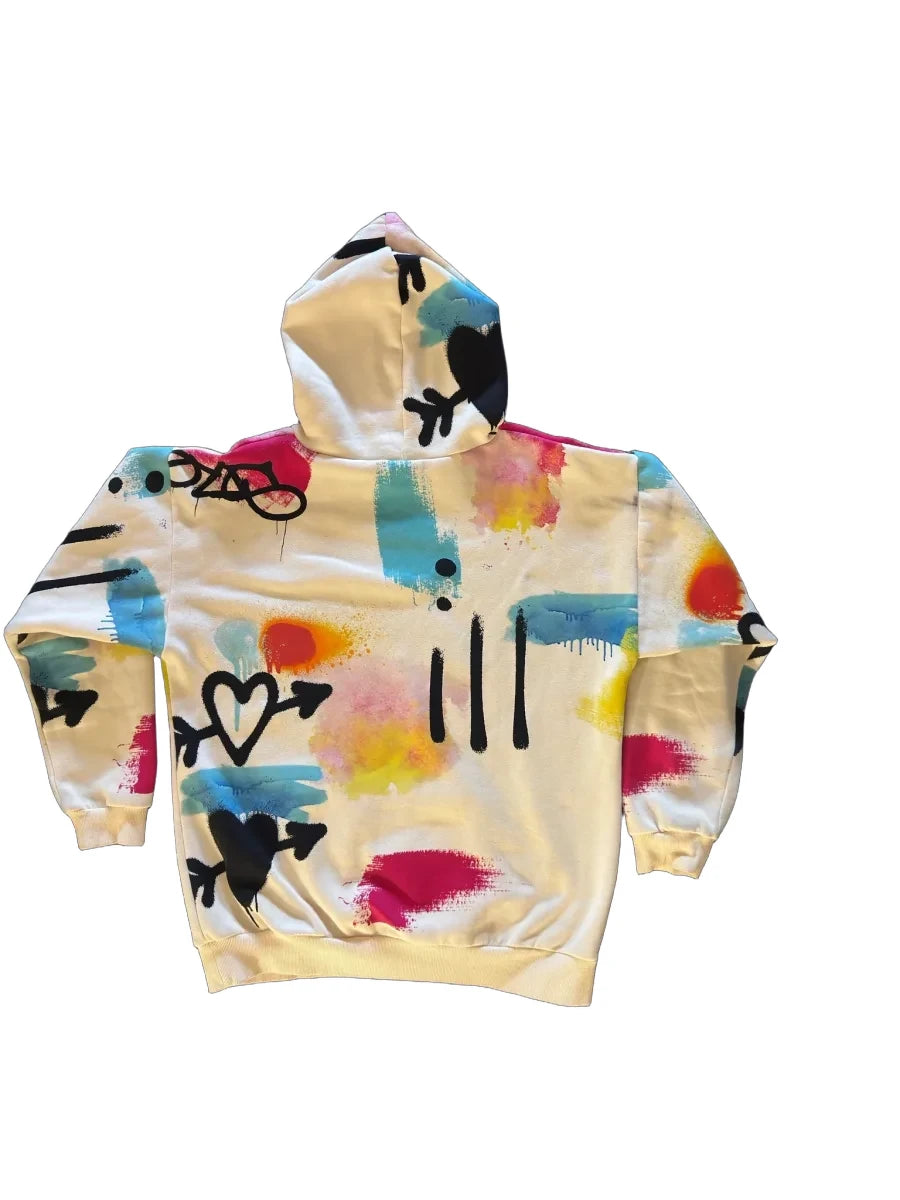 PacSun Abstract Graffiti Print Hoodie White - back