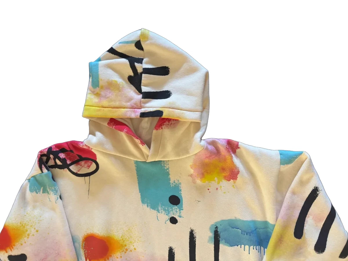 PacSun Abstract Graffiti Print Hoodie White - detail