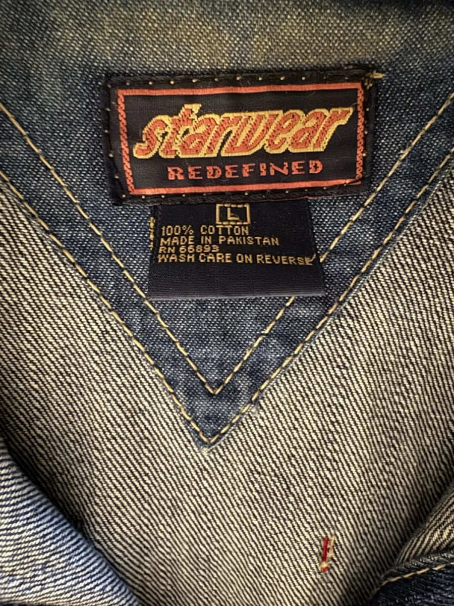 Standard Redefined Denim Jacket Faux Fur Lining Patchwork - label