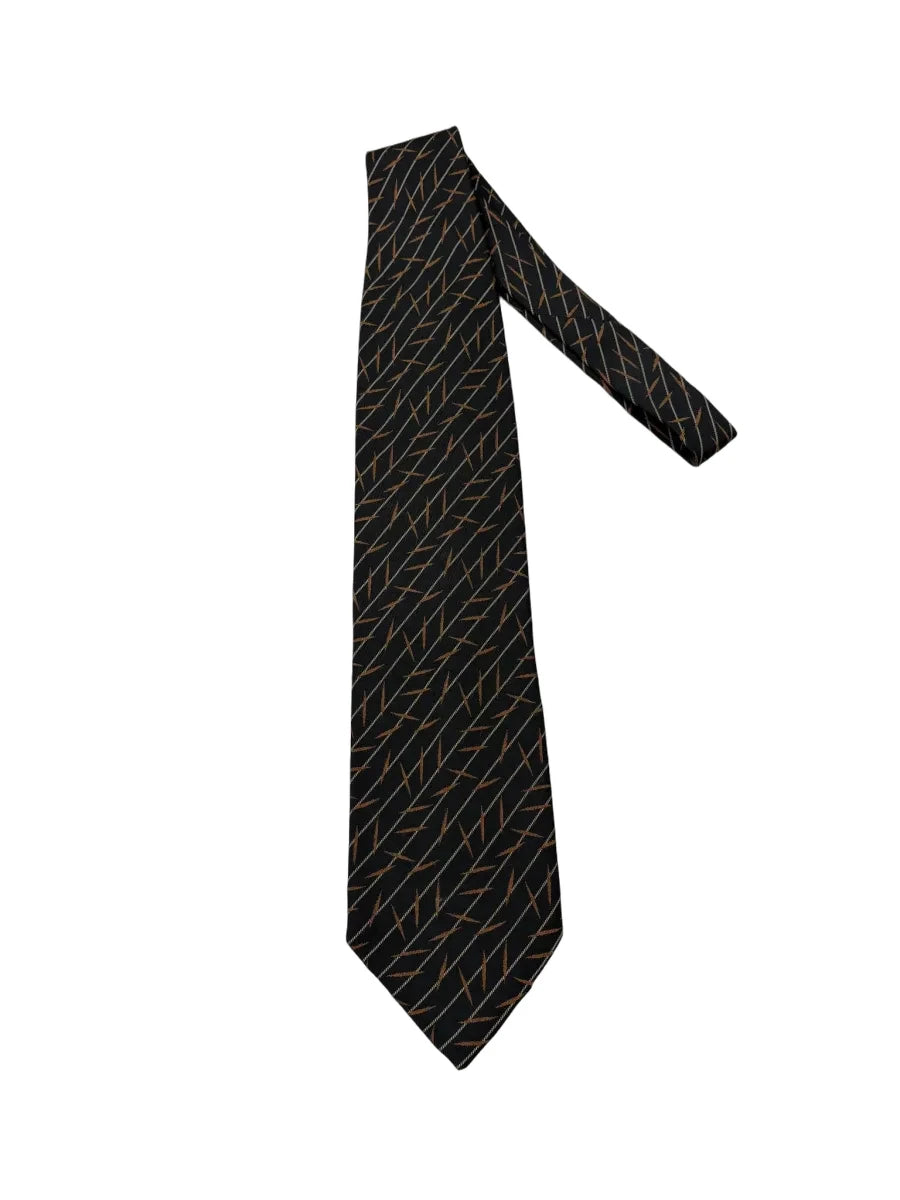 Giorgio Armani Diagonal Stripe Silk Tie Black Gold - front