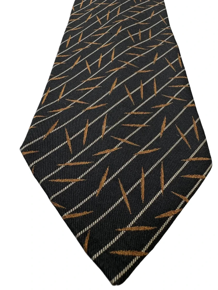 Giorgio Armani Diagonal Stripe Silk Tie Black Gold - detail