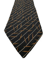 Giorgio Armani Diagonal Stripe Silk Tie Black Gold - detail