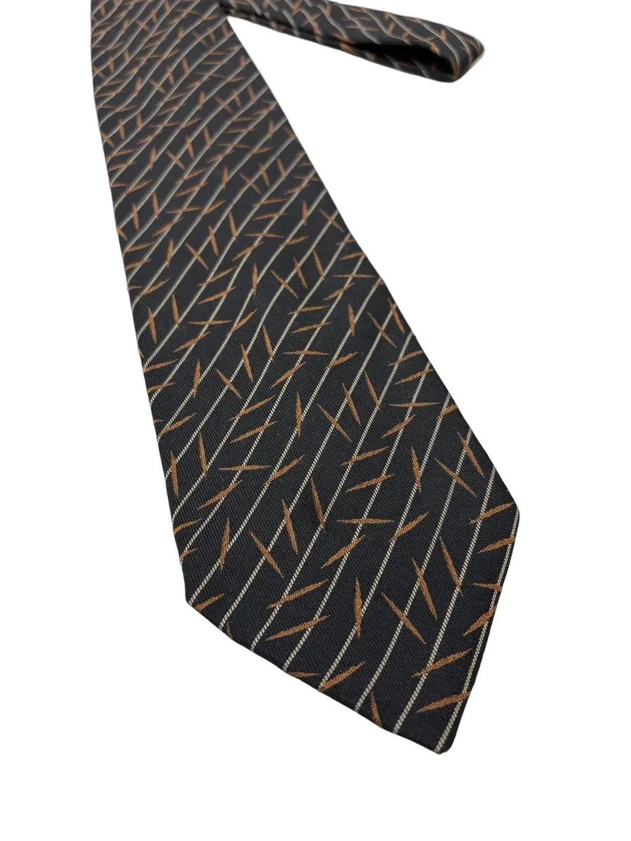Giorgio Armani Diagonal Stripe Silk Tie Black Gold - detail
