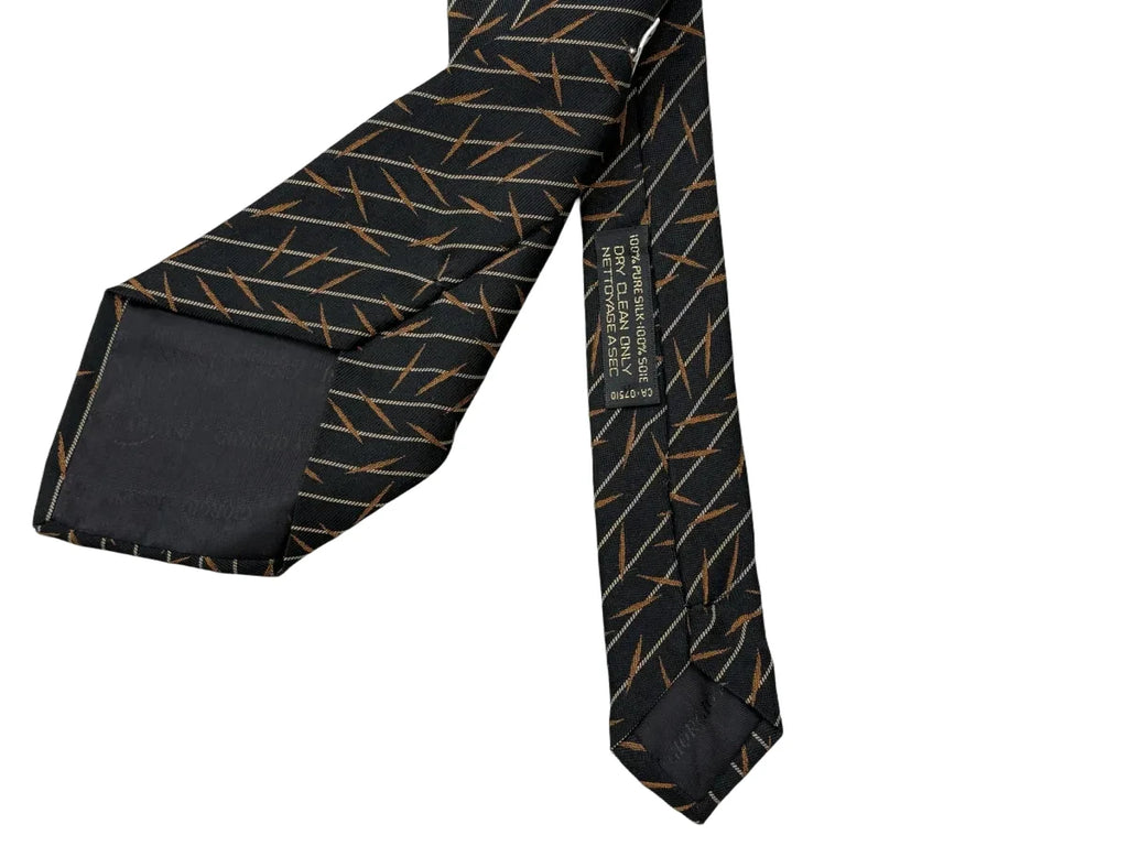Giorgio Armani Diagonal Stripe Silk Tie Black Gold - back