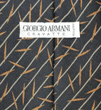 Giorgio Armani Diagonal Stripe Silk Tie Black Gold - label