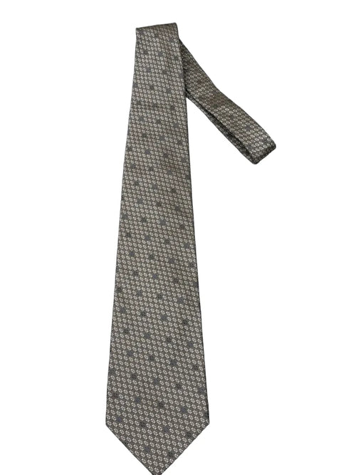 Barindelli & Trezzi Silk Tie Beige Silver Geometric - front
