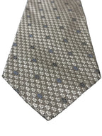 Barindelli & Trezzi Silk Tie Beige Silver Geometric - detail