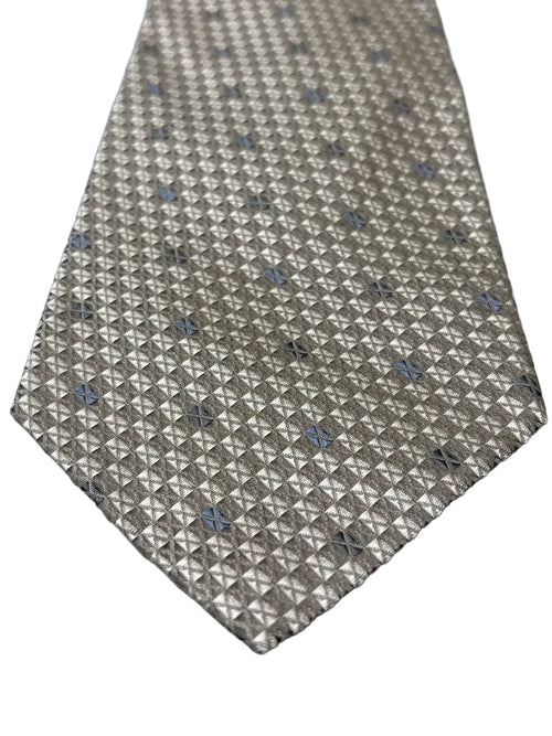 Barindelli & Trezzi Silk Tie Beige Silver Geometric - detail