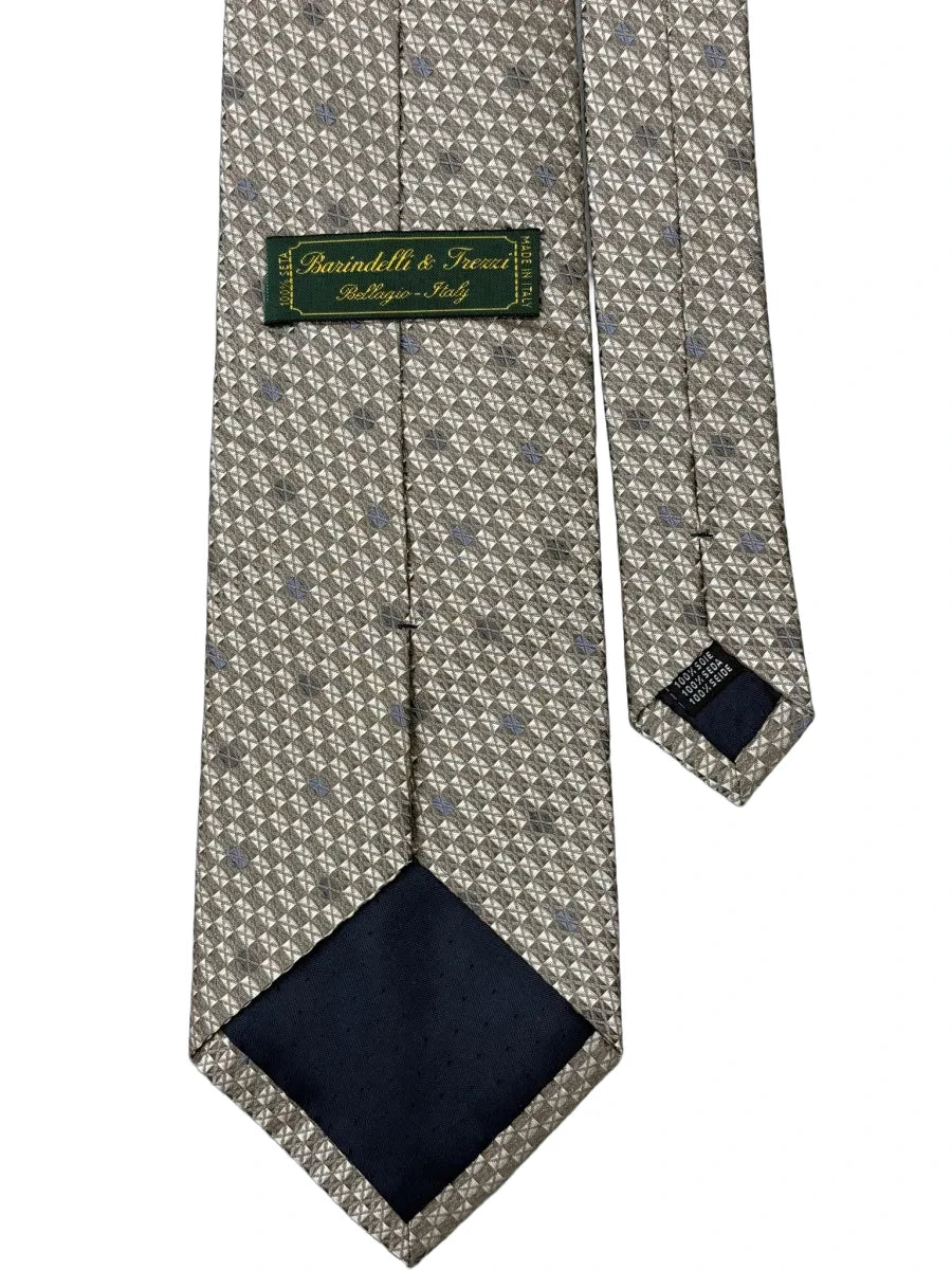 Barindelli & Trezzi Silk Tie Beige Silver Geometric - back