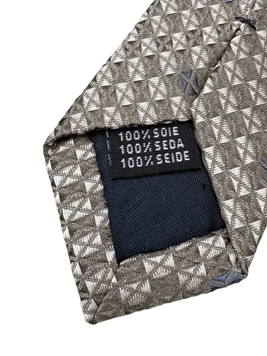 Barindelli & Trezzi Silk Tie Beige Silver Geometric - tag