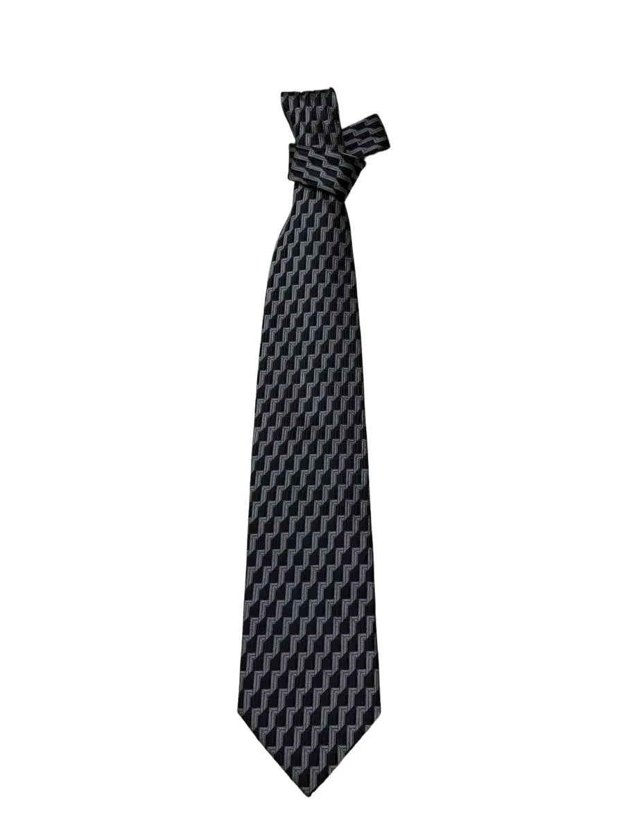 Dolce & Gabbana Geometric Silk Tie Black Gray - front