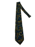 Zanzara Blue Gold Abstract Floral Silk Tie - front