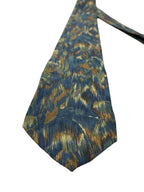 Zanzara Blue Gold Abstract Floral Silk Tie - detail