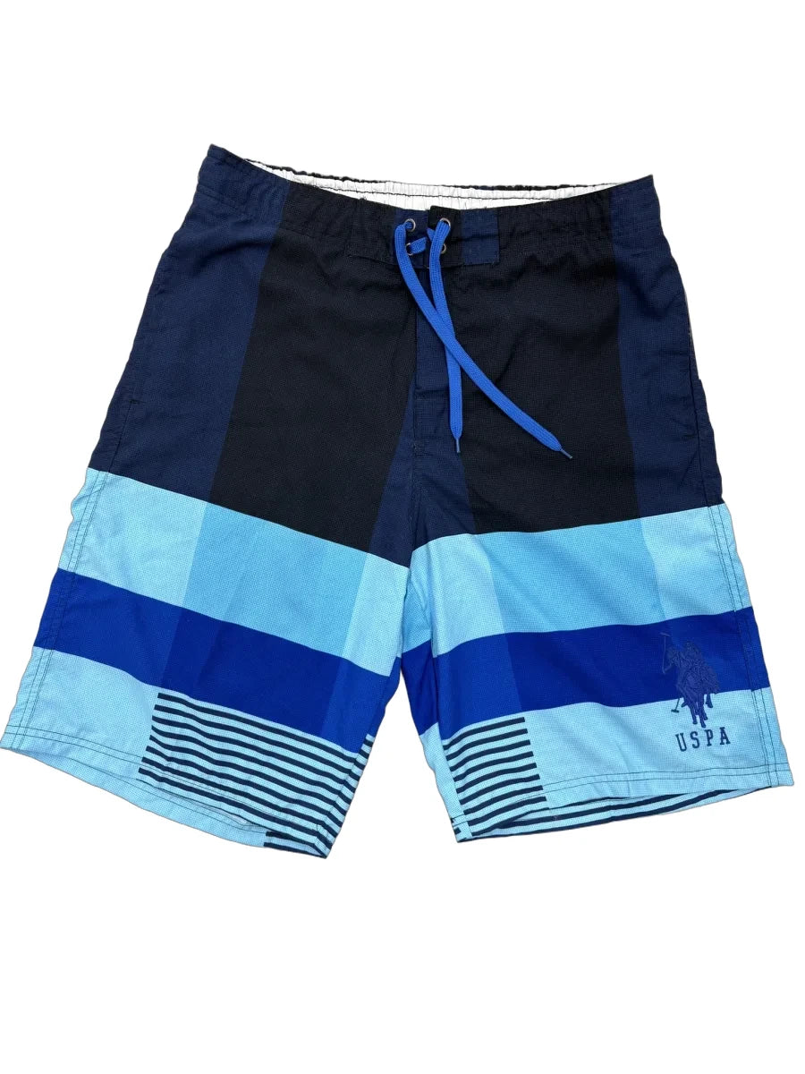 U.S. Polo Assn. Colorblock Stripe Board Shorts Navy - front