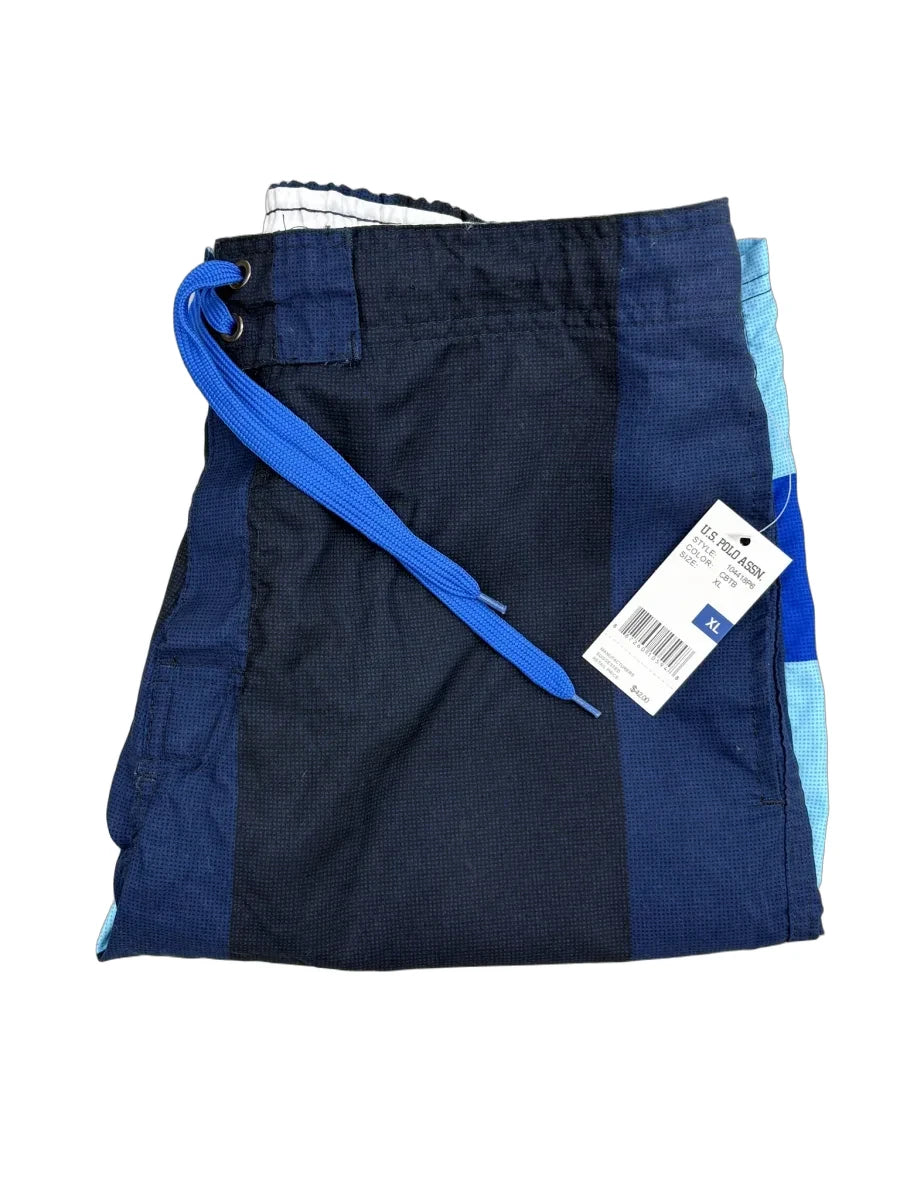 U.S. Polo Assn. Colorblock Stripe Board Shorts Navy - label