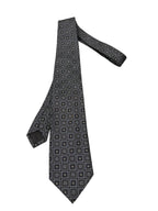 Jim Thompson Silk Tie Gray Black Concentric Square Pattern - front