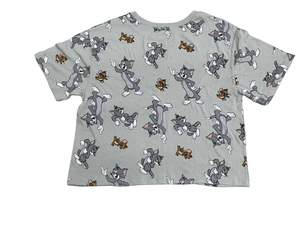 Love Tribe Tom & Jerry Allover Print Crop T-Shirt - back