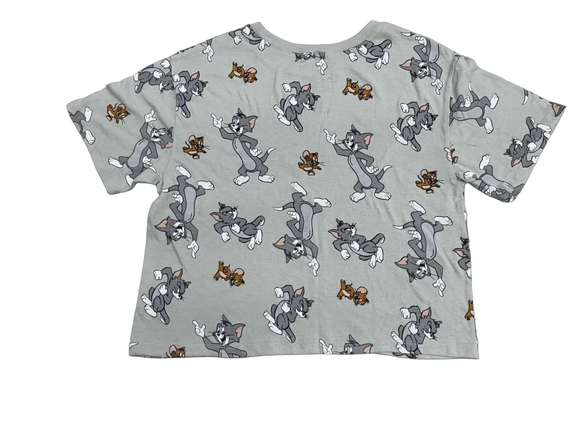 Love Tribe Tom & Jerry Allover Print Crop T-Shirt - back