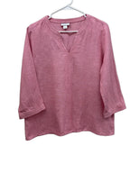 Liz Claiborne Pink Linen Cotton V-Neck Top - front