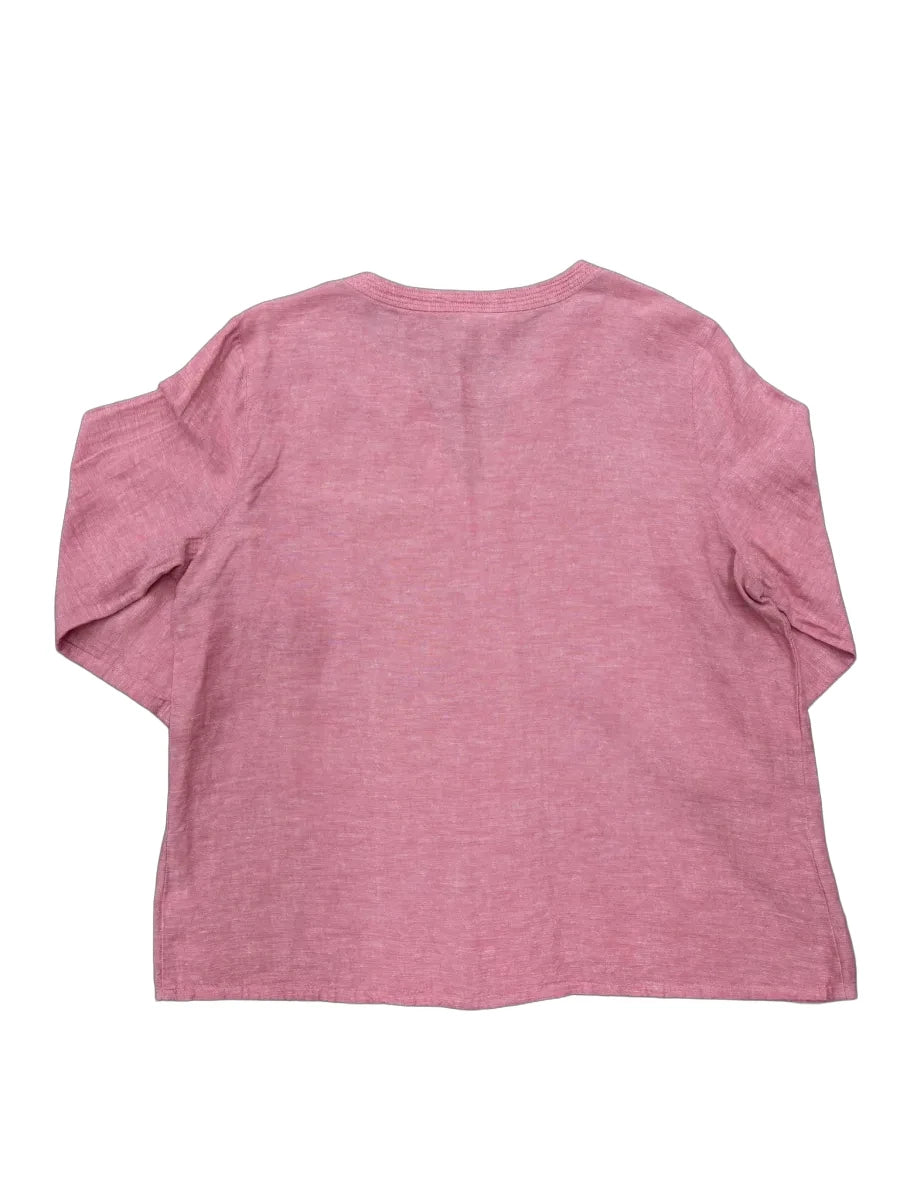 Liz Claiborne Pink Linen Cotton V-Neck Top - back