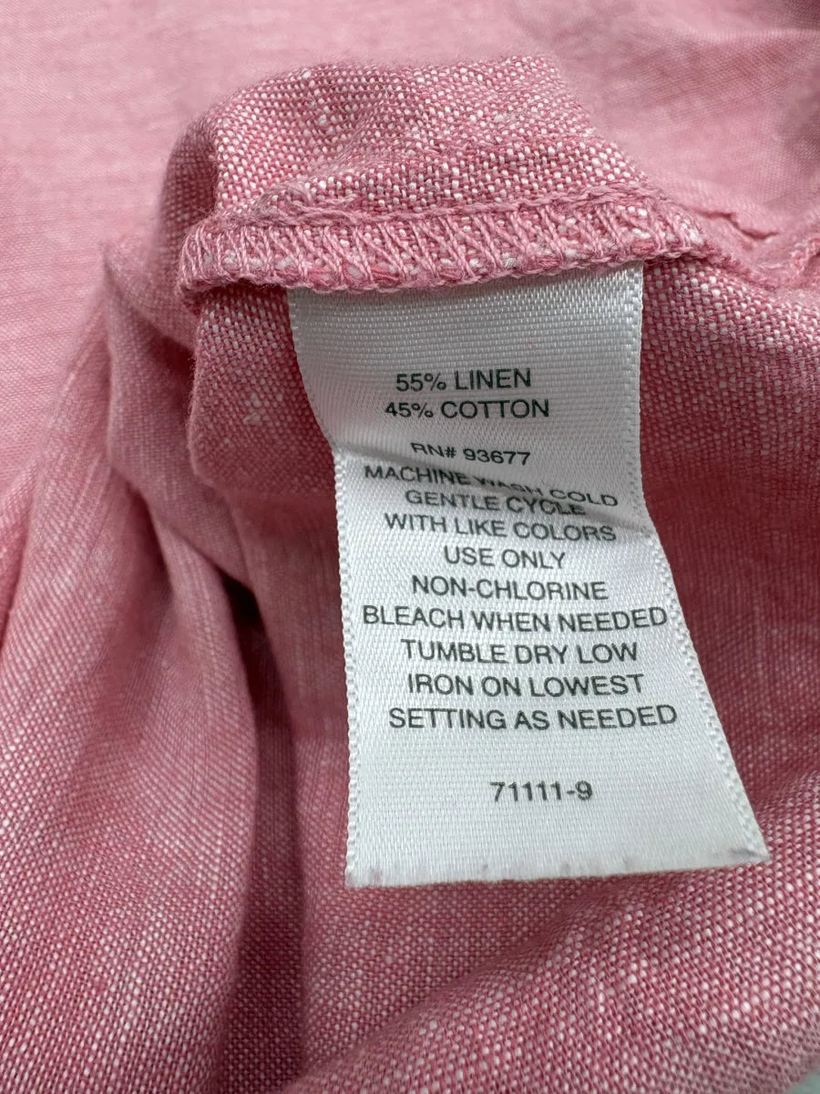 Liz Claiborne Pink Linen Cotton V-Neck Top - tag