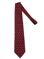 Avolio Burgundy Geometric Diamond Pattern Silk Tie - front
