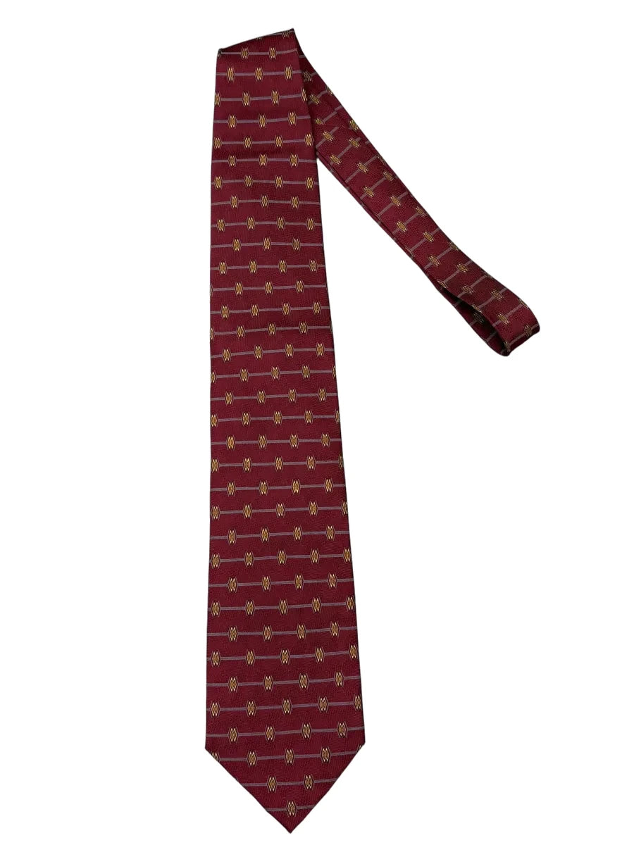 Avolio Burgundy Geometric Diamond Pattern Silk Tie - front